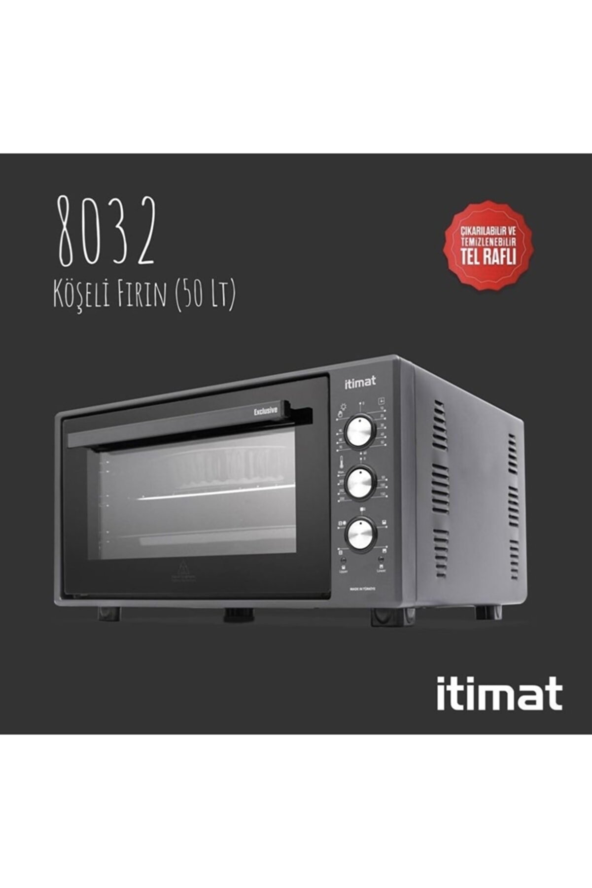 İtimat 8032 Timerli Çift Camlı Çift Camlı Fırın 50 Litre